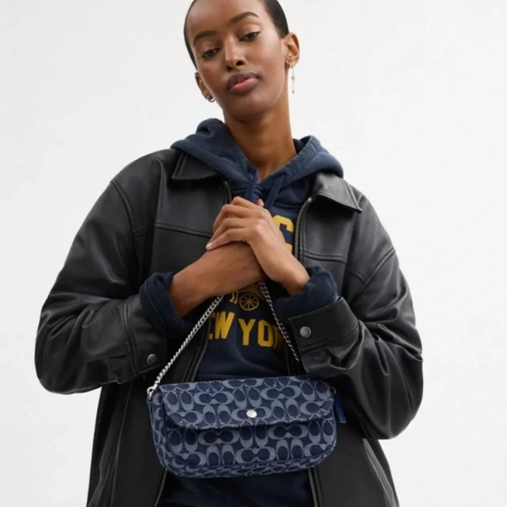 COACH Brook Flap Chain Bag In Signature Denim Crossbody Bag CAT60 - Picture 5 of 13